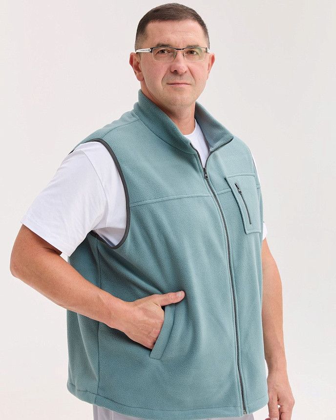 Медична жилетка чоловіча флісова Говерла нефритова +SIZE 2