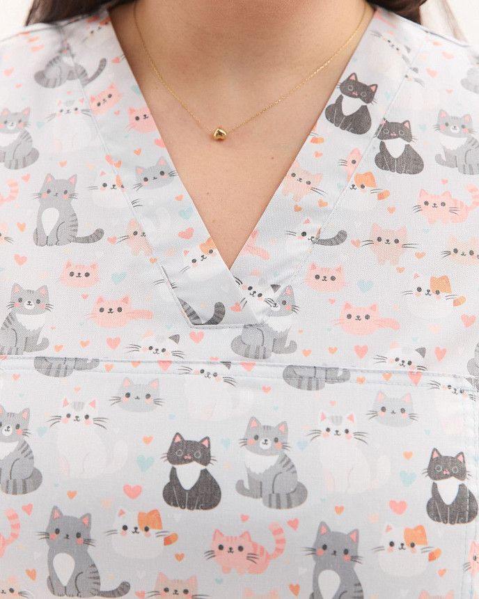 Медицинская рубашка женская Топаз принт Cats NEW +SIZE 3