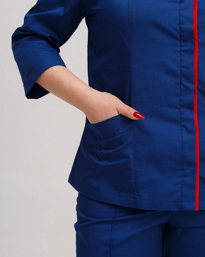 Медицинская рубашка женская Сакура сапфир-красный +SIZE 3