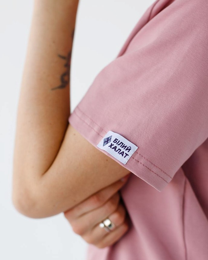 Медицинская базовая футболка женская пепельно-розовая 8