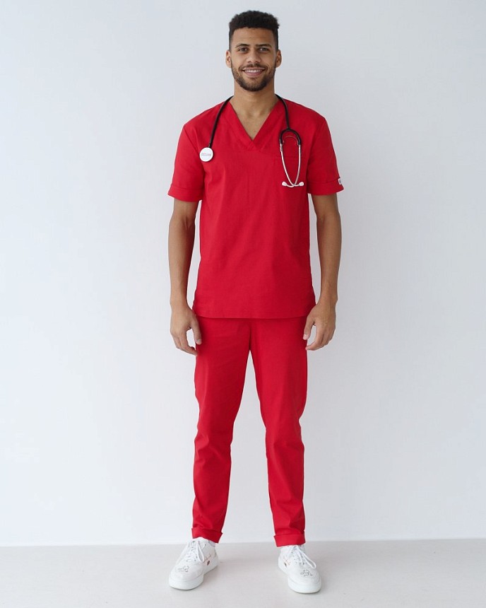 Медичний костюм чоловічий Марсель червоний 9