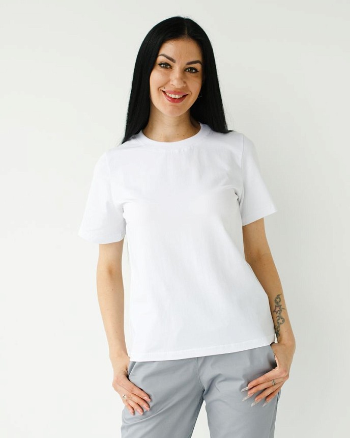 Медицинская базовая футболка женская белая 2