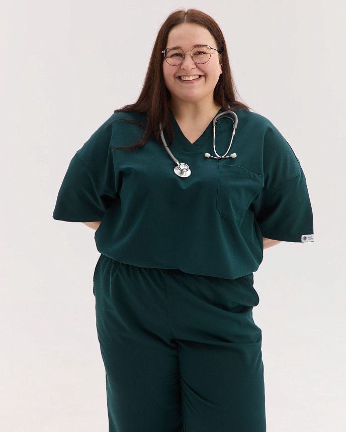 Медицинский костюм женский Чикаго темно-зеленый +SIZE 4