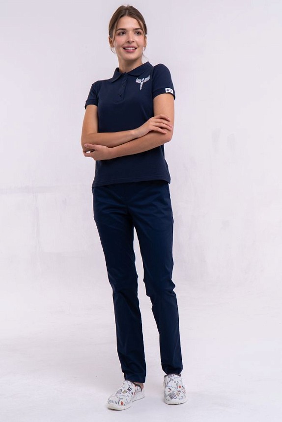 Комплект: поло медичне жіноче з вишивкою + брюки медичні жіночі Торонто №1