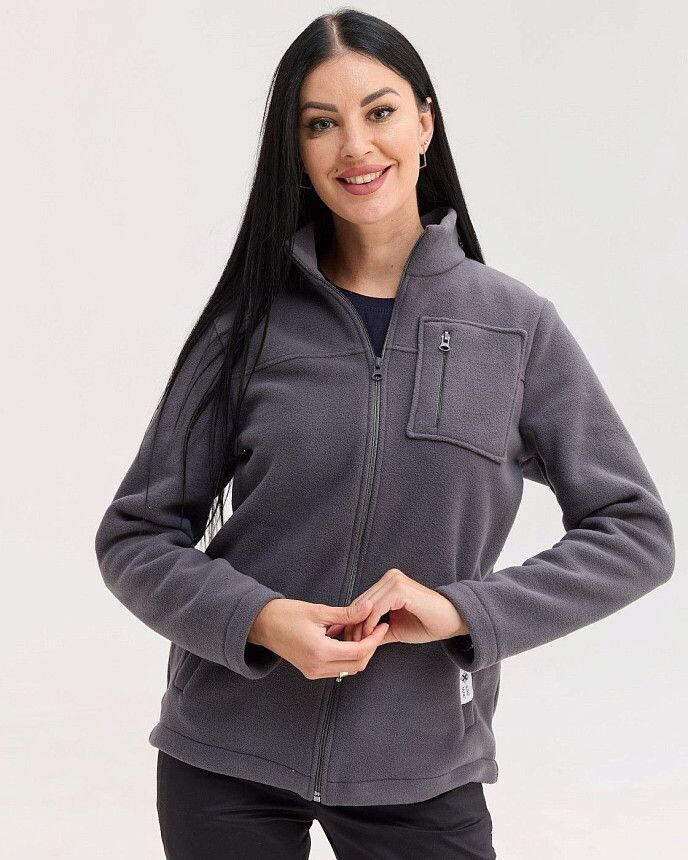 Медична кофта жіноча флісова Фінляндія темно-сіра Білий Халат Медична кофта жіноча флісова Фінляндія темно-сіра