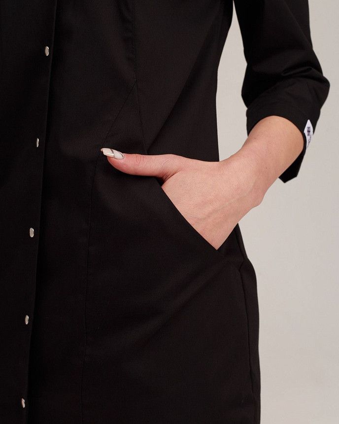 Медицинский халат женский Элизабет черный (уценка/брак) 4