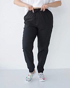 Медичні штани жіночі джогери стрейч чорні +SIZE (уцінка/брак)