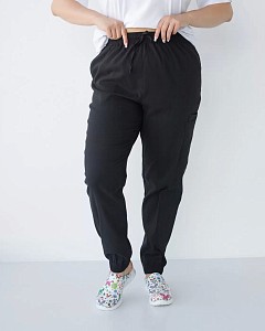Медичні штани жіночі джогери стрейч чорні +SIZE (уцінка/брак)