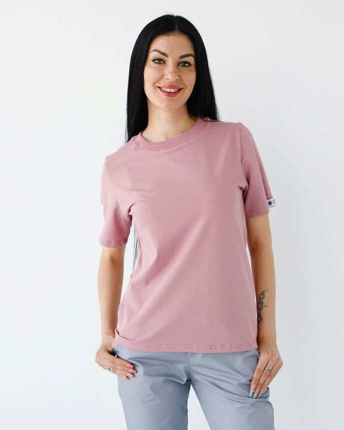 Медична базова футболка жіноча попелясто-рожева 2