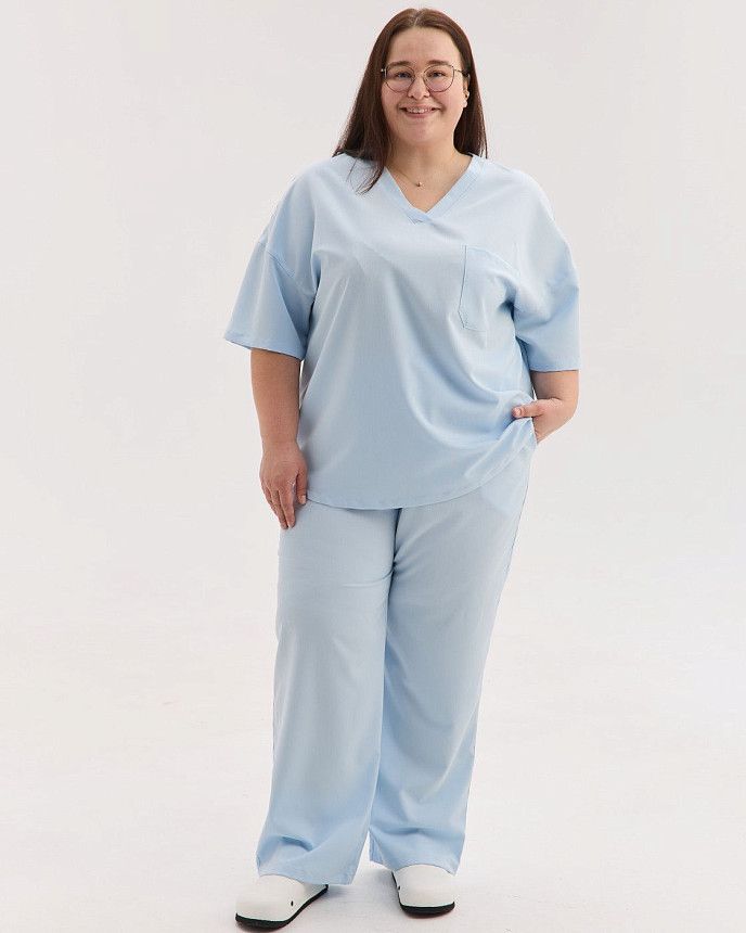 Медичний костюм жіночий Чикаго світло-блакитний +SIZE