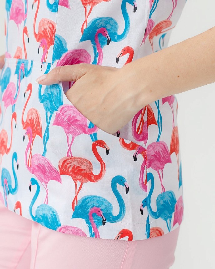 Медицинский костюм с принтом женский Топаз фламинго цветные 5