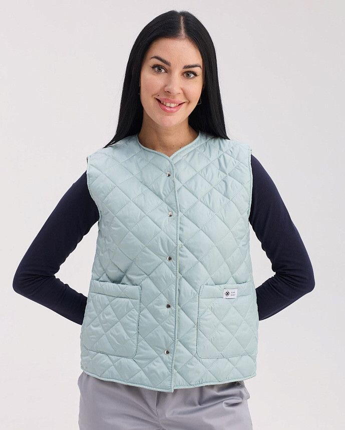 Медицинская утепленная жилетка женская Осло серо-голубая 2