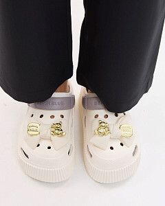 Медицинские женские кроксы на платформе Eva мокко with decor (уценка/брак)