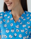 Медицинская рубашка женская Топаз принт Dentist blue 3