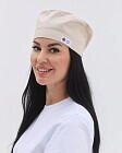 Медицинская классическая шапочка на завязках с резинкой кремовая 2