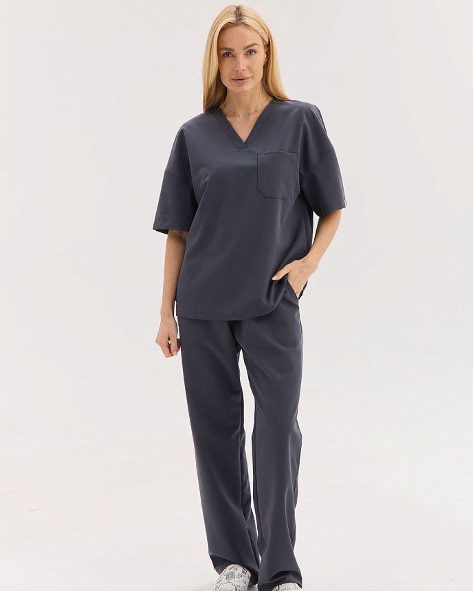 Медицинский костюм женский Чикаго темно-серый