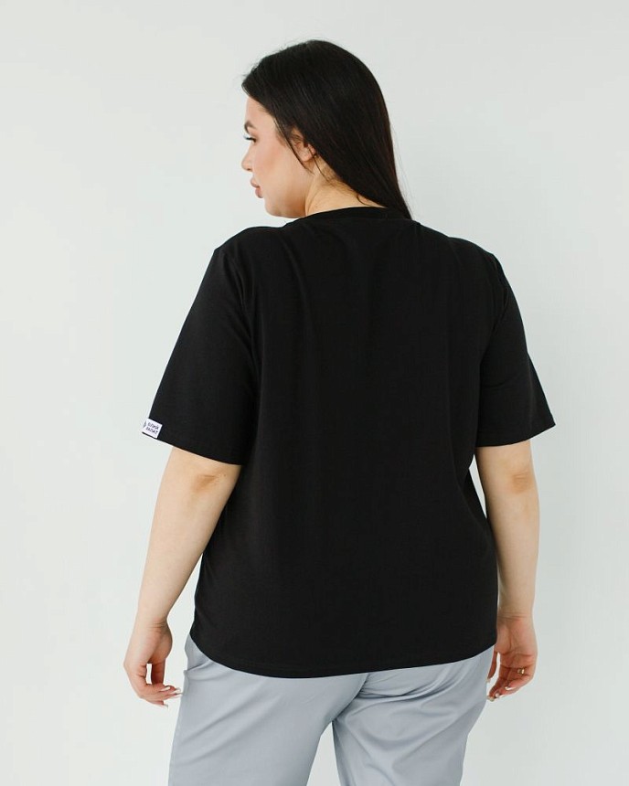 Медицинская базовая футболка женская черная 4