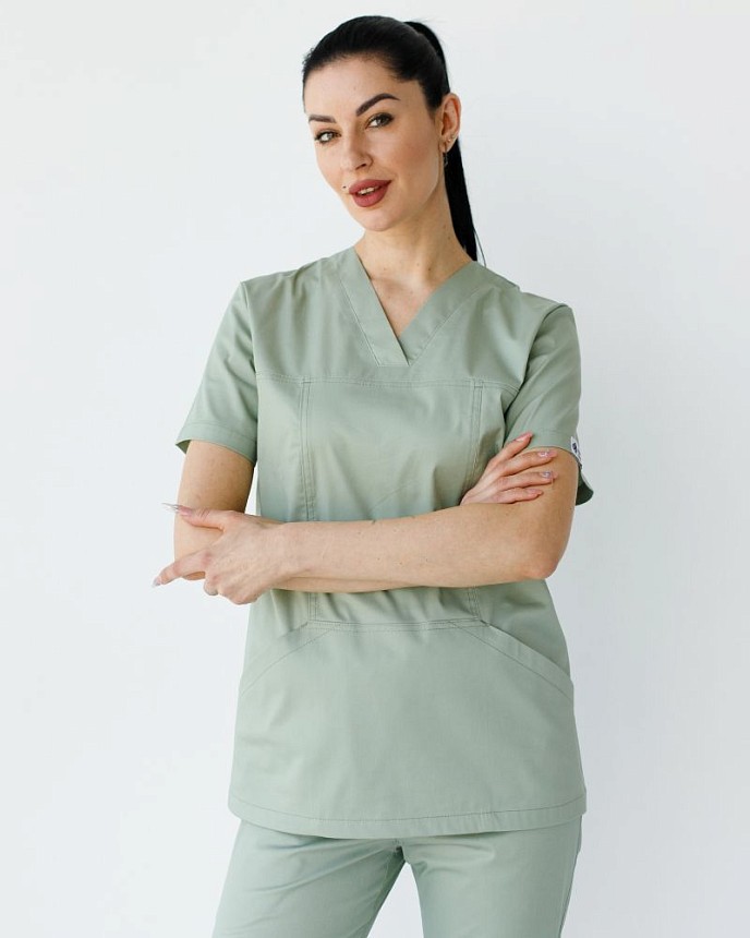 Медичний костюм жіночий Топаз фісташковий NEW +SIZE (уцінка/брак) 3