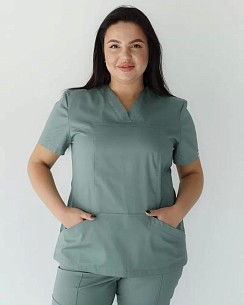 Медична сорочка жіноча Топаз оливкова +SIZE