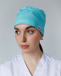 Медицинская классическая  шапочка на завязках мятная