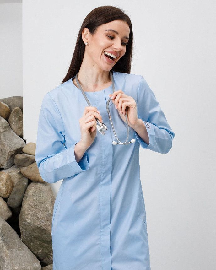 Медичний халат жіночий Жаклін лазурний (уцінка/брак) 2