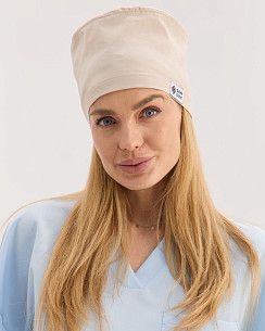 Медицинская классическая шапочка на завязках кремовая (Elite Stretch)