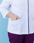 Медицинская рубашка женская Сакура белый-фиолетовый +SIZE 6