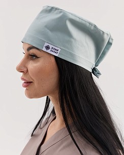 Медицинская классическая шапочка на завязках светло-мятная (Elite Stretch)