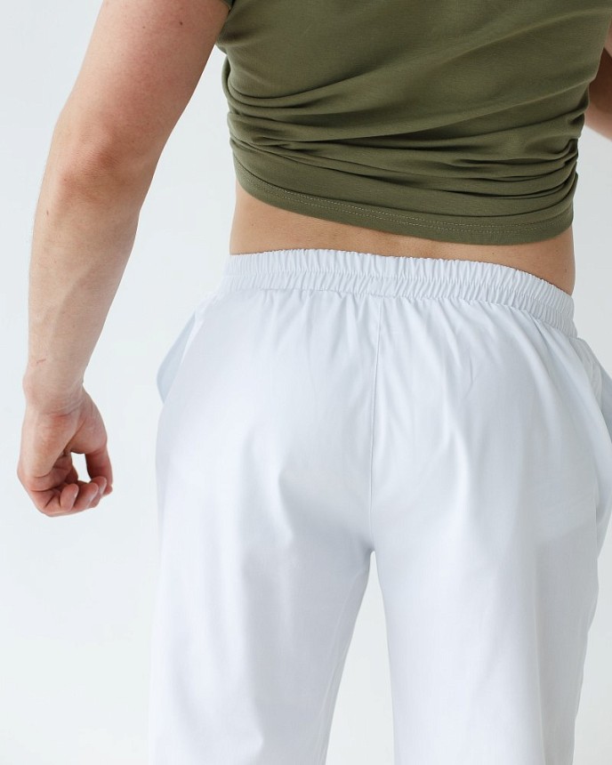 Медичні штани чоловічі джогери білі 5