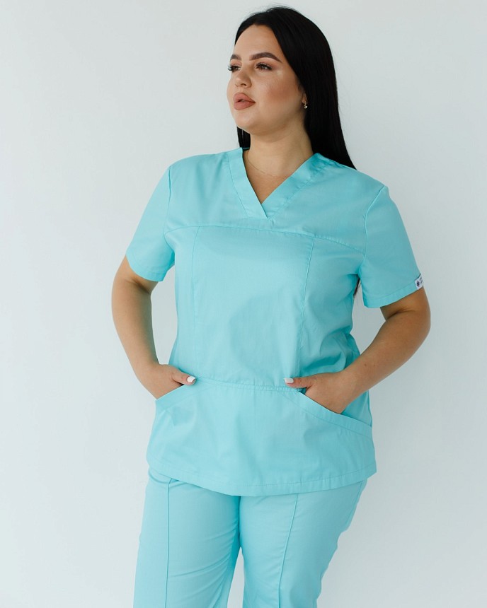 Медицинский костюм женский Топаз мятный +SIZE (уценка/брак) 3