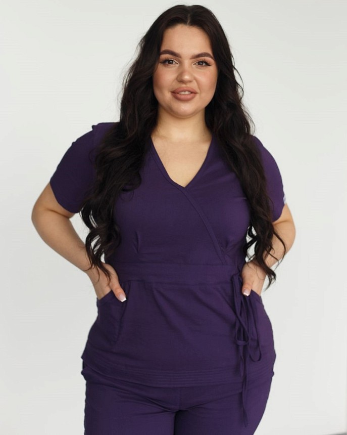 Медицинский костюм женский Рио фиолетовый +SIZE 3