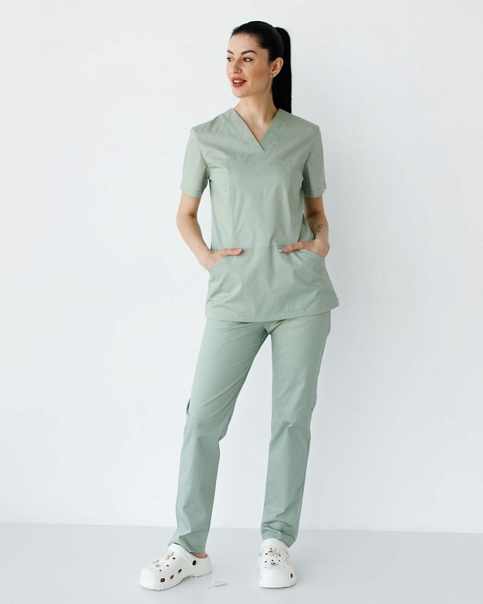 Медичний костюм жіночий Топаз фісташковий NEW +SIZE (уцінка/брак)