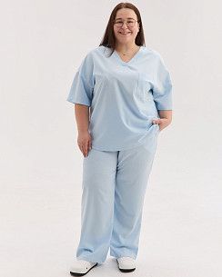 Медицинский костюм женский Чикаго светло-голубой +SIZE