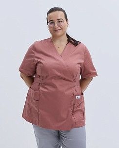 Медицинская рубашка женская Киото розово-терракотовый +SIZE