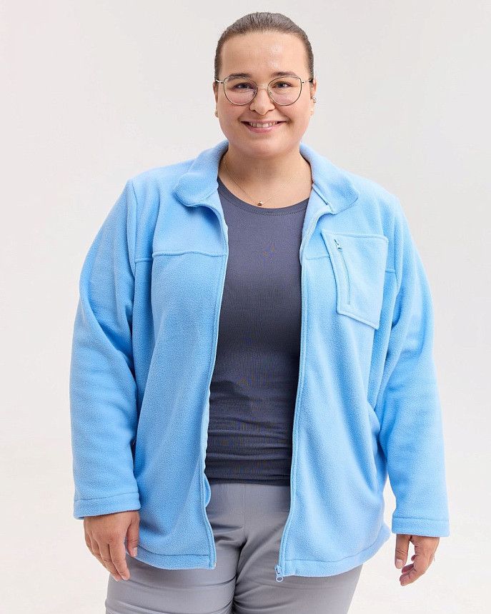 Медична кофта жіноча флісова Фінляндія блакитна +SIZE 2 Білий Халат Медична кофта жіноча флісова Фінляндія блакитна +SIZE 2