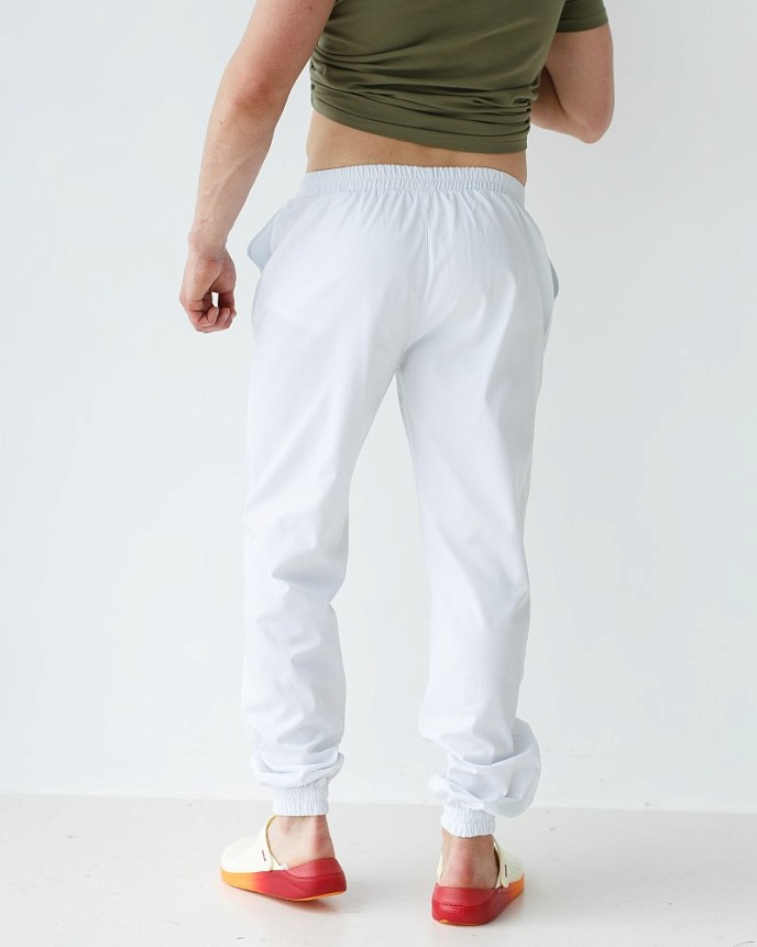 Медицинские штаны мужские джоггеры белые  2
