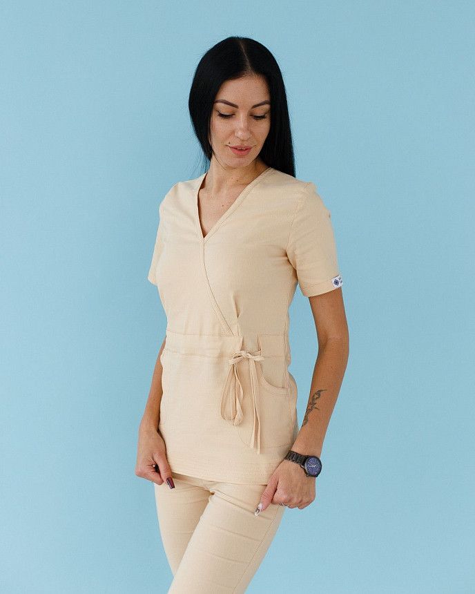 Медицинский костюм женский Рио бежевый (уценка/брак) 2