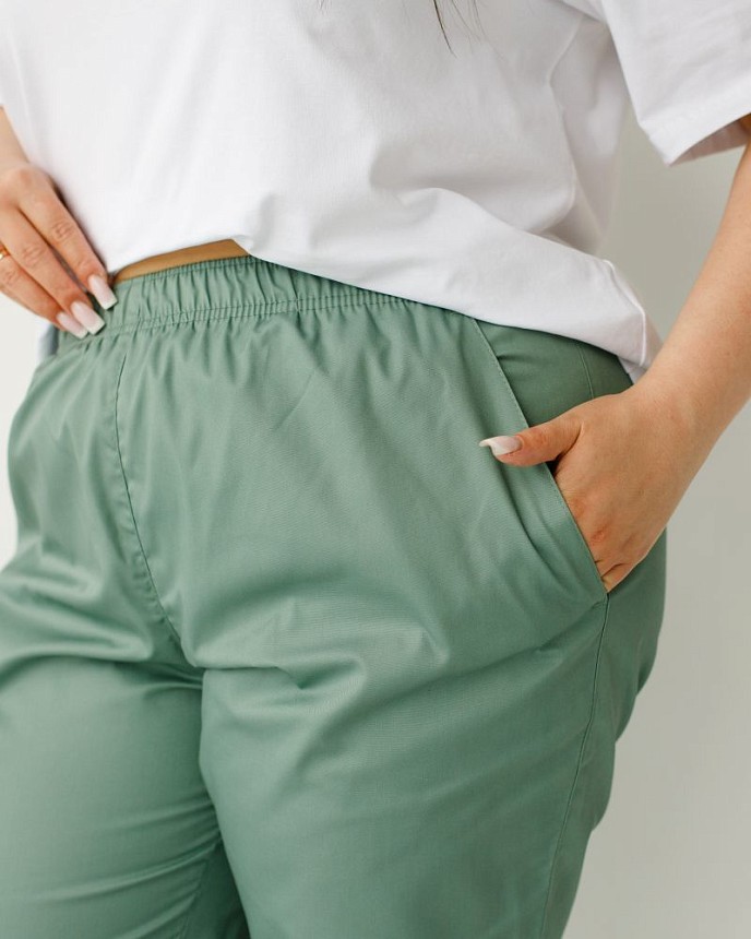 Медицинские брюки женские джогеры оливковые +SIZE 3