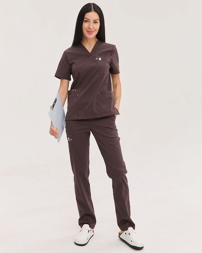 Медичний костюм жіночий Бристоль коричневий 2