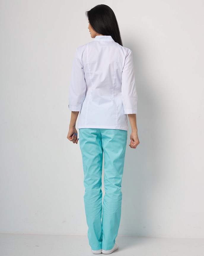 Медицинский костюм женский Сакура белый-мятный 2