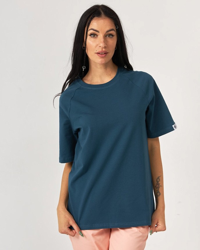 Медична футболка-реглан жіноча сапфір