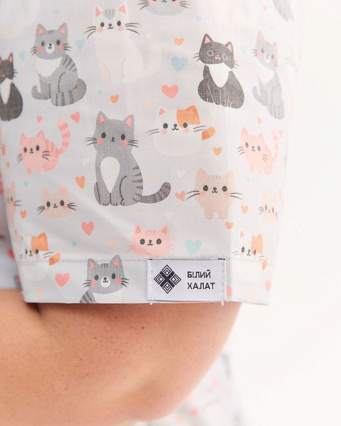 Медична сорочка жіноча Топаз принт Cats NEW +SIZE 5