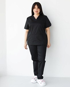 Медицинский костюм женский Топаз черный NEW +SIZE
