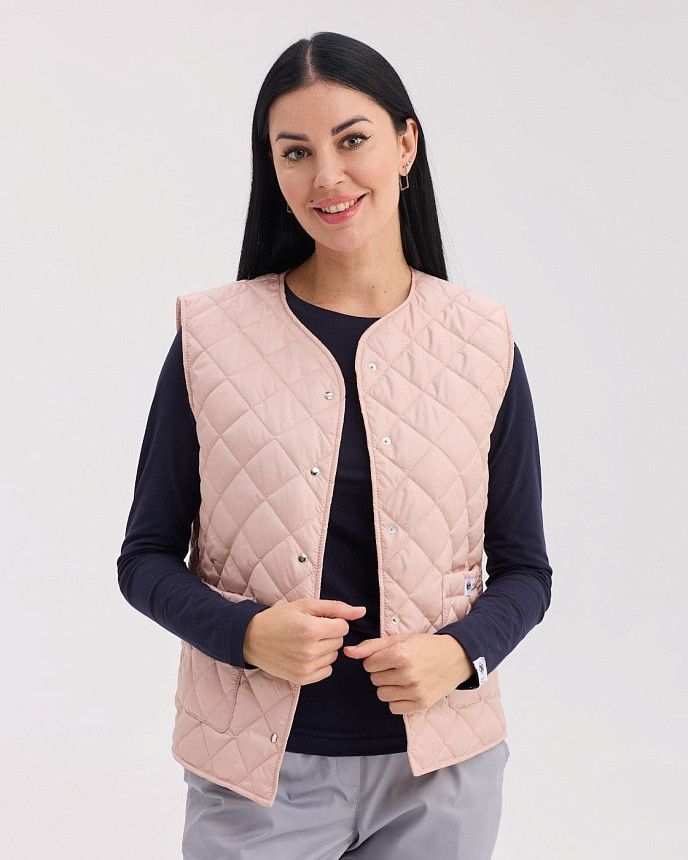 Медицинская утепленная жилетка женская Осло светло-розовая