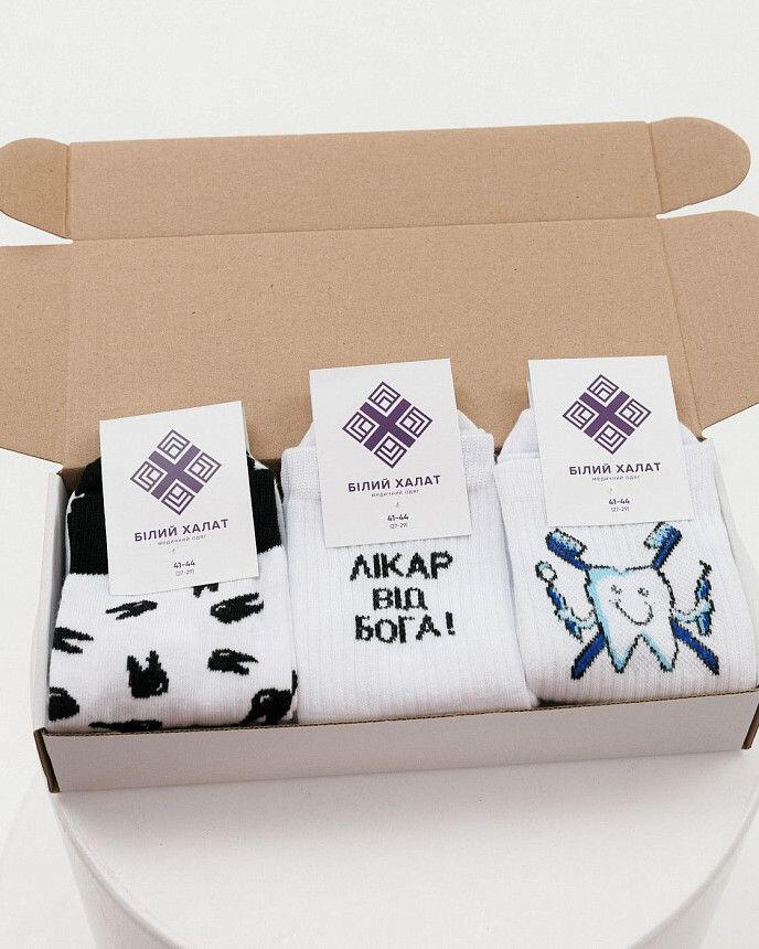 Набір чоловічих шкарпеток медичних "Dentist Box" - 3 пари 2