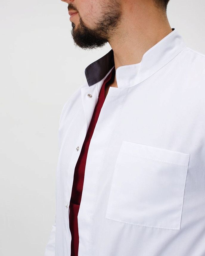 Халат медицинский мужской Амстердам белый-серый (уценка/брак) 3