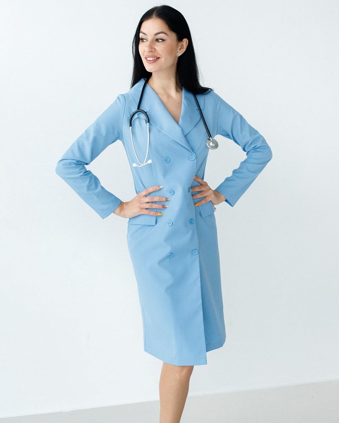 Медичний халат жіночий Моніка блакитний 8