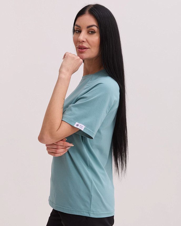 Медицинская футболка-реглан женская нефритовая 2