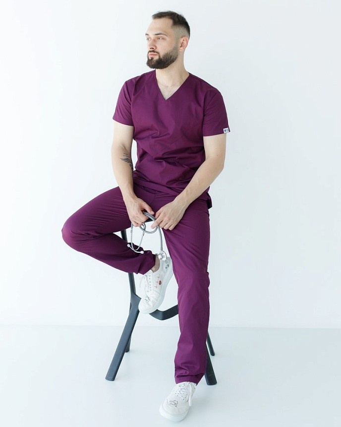 Медицинский костюм мужской Милан фиолетовый 2