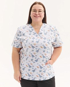 Медицинская рубашка женская Топаз принт Dino NEW +SIZE